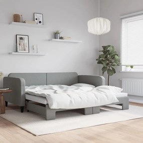 vidaXL Sofá-cama com gavetão 100x200 cm tecido cinzento-claro