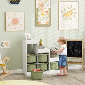 Móvel para Brinquedos, 96 x 38,5 x 90 cm, 6 Caixas Amovíveis, Verde