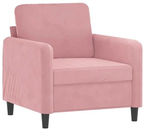 Poltrona com apoio de pés 60 cm veludo rosa