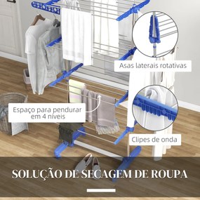 HOMCOM Estendal Vertical Dobrável de 4 Níveis Estendal de Roupa com 6