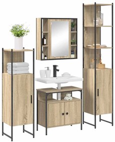 Conjunto de Móveis para Banheiro 4 pcs Carvalho sonoma
