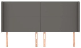Cabeceira cama c/ abas couro artif. 163x16x118/128 cm cinzento