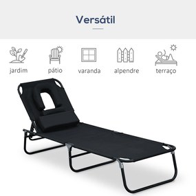 Espreguiçadeira Dobrável com Encosto Ajustável em 4 Posições Espreguiç