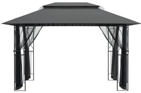 Gazebo com paredes laterais 400x300x270 cm aço antracite