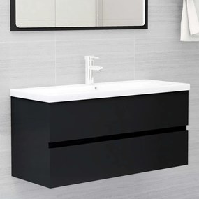 vidaXL Armário de lavatório 100x38,5x45 cm derivados de madeira preto