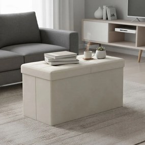 Banco com tampa 38 x 76 x 38 cm, com espaço de arrumação, para a entrada creme