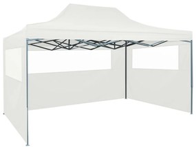 vidaXL Tenda para festas dobrável c\ 3 paredes laterais 3x4,5 m branco
