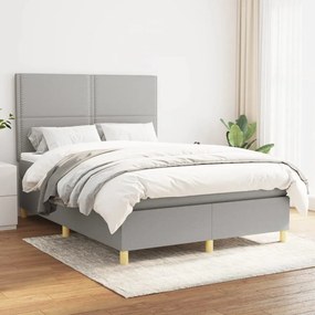 3142249 vidaXL Cama com molas/colchão 140x190 cm tecido cinzento-claro