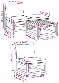 4 pcs conjunto lounge de jardim com almofadões acácia maciça