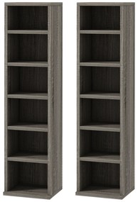 HOMCOM Conjunto de 2 Estantes Colunas Armário de Armazenamento CD DVD 12Compartimentos 21x22,5x88,5 cm Capacidade 204 CD Cinza Escuro | Aosom Portugal