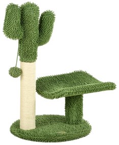 PawHut Arranhador Gatos Cactus Poste Sisal Brinquedo Cama Confortável 35x31x55,5 cm Verde Ideal para Entretenimento Felinos | Aosom Portugal