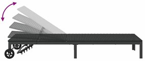 Espreguiçadeiras 2 pcs com Rodas e Mesa em Rattan Preto