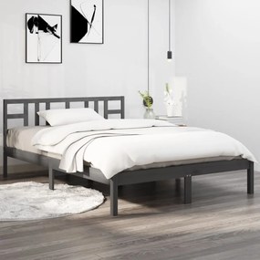 vidaXL Estrutura de cama 140x200 cm madeira maciça cinzento
