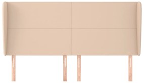Cabeceira cama c/ abas couro artif. 163x23x118/128cm cappuccino