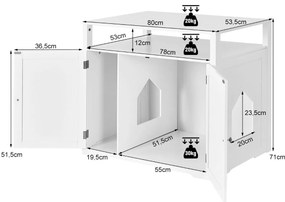 Caixa de Areia para Gato Moderna Casa de Animais Escondida com 2 Portas Mesa Decorativa para Casa Branca