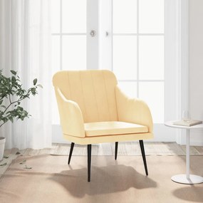 Cadeira com apoio de braços 63x76x80 cm veludo cor creme