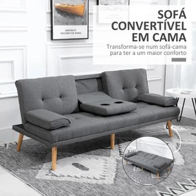 Sofá Cama Moothy com Porta-Copos - Cinzento - Design Moderno