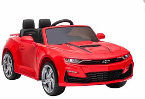 Carro elétrico para Crianças Chevrolet Camaro, licença original, bateria 12V, portas que abrem, assento em couro artificial, motor 2x 35W, luzes LED,