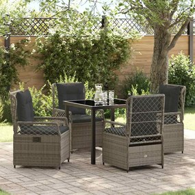 vidaXL Conjunto de Jantar de Jardim 5 Peças Rattan Polímero Cinza