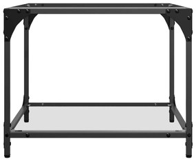 Mesas de centro c/ topo vidro transparente 2 pcs 50x50x40cm aço