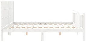 Cama sem colchão 200x200 cm madeira de pinho maciça branco