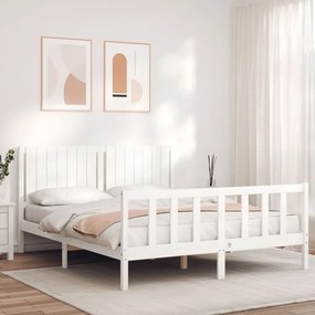 Cama sem colchão 160x200 cm madeira de pinho maciça branco