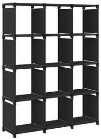 Unidade de prateleiras 12 cubos 103x30x141 cm tecido preto