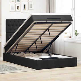 Estrutura de cama otomana com colchões 120x200 cm veludo preto