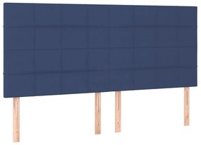 Estrutura de cama com cabeceira 200x200 cm tecido azul