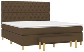 Cama com molas/colchão 160x200 cm tecido castanho-escuro