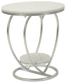 MESA DE APOIO CORAÇÃO Ø 40X45,5 CM PRATA E BRANCO