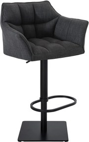 Banco de bar Damaso em tecido e com estrutura preta 64 x 88-113 x 45 cm Cinzento escuro