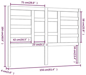 Cabeceira de cama 156x4x104 cm pinho maciço