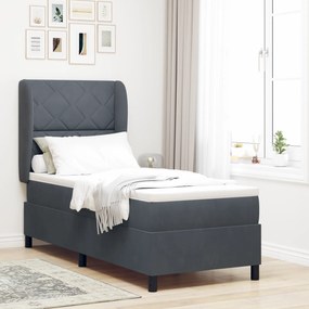 Cama Box Spring com Colchão vidaXL Cinza Escuro 80x200 cm Veludo