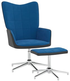 Cadeira de descanso com banco PVC e veludo azul