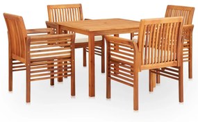vidaXL 5 pcs conjunto de jantar exterior c/ almofadões acácia maciça