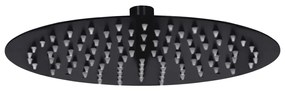 Cabeça de chuveiro redonda 25 cm aço inoxidável preto