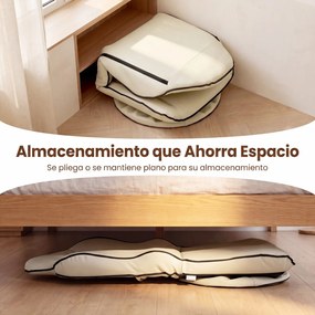 Cadeira de Chão Giratória, 59 x 56 x 77 cm, Encosto Ajustável em 5 Posições, Bege