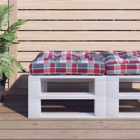 vidaXL Almofadão para paletes 58x58x10 cm tecido xadrez vermelho