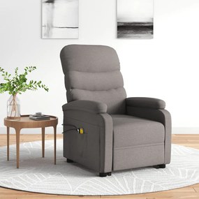 vidaXL Poltrona de massagens tecido cinzento-acastanhado