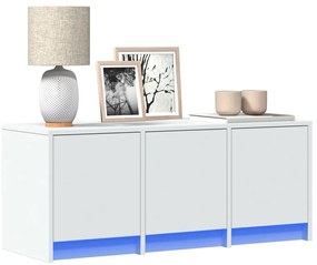Móvel de TV com luzes LED derivados de madeira branco