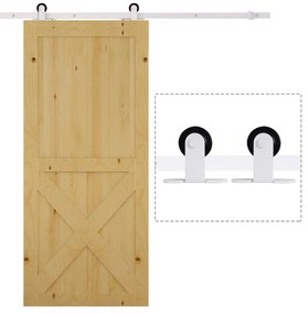 67T/183cm Ferragens para Porta Corredeira Kit de Acessórios para Porta Corredeira de Madeira com Guia de Chão Trilho de Aço de Carbono Branco