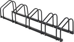 HOMCOM Suporte 5 bicicletas rack de bicicletas suporte de arrumação para pneu 65 mm dim. 145L x 33l x 27H cm aço preto | Aosom Portugal