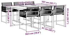 7 pcs conjunto de jantar para jardim vime PE preto