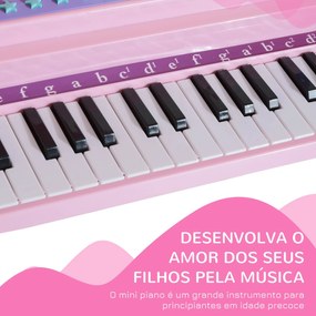 HOMCOM Piano para Crianças com 37 Teclas Piano Infantil com Microfone