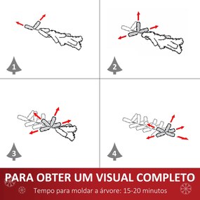 HOMCOM Árvore de Natal 120 cm Árvore de Natal Automática com 222 Ramos