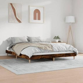 Estrutura de cama sem colchão 200x200 cm carvalho fumado