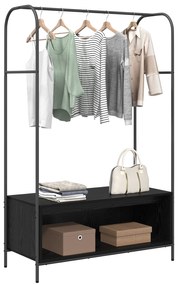 Porte-Roupas com Prateleiras Carvalho Preto 100x44x160 cm