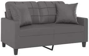 Sofá 2 lugares + almofadas decorativas 120cm couro artif. cinza