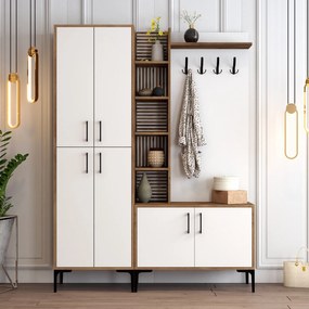 Hall Stand Viyana DA – Nogueira e Branco – 150x200x35 cm